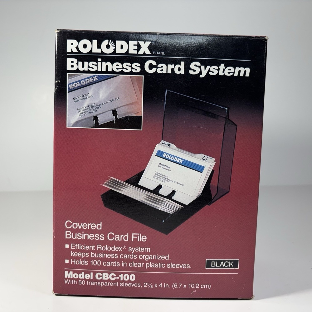 Vtg Roladex Business Card System Model CBS-100 Hold 100 Cards Black